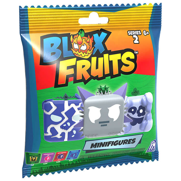 Blox Fruits Series 2 collectable mini figures bag featuring various colorful fruits for kids' collection.