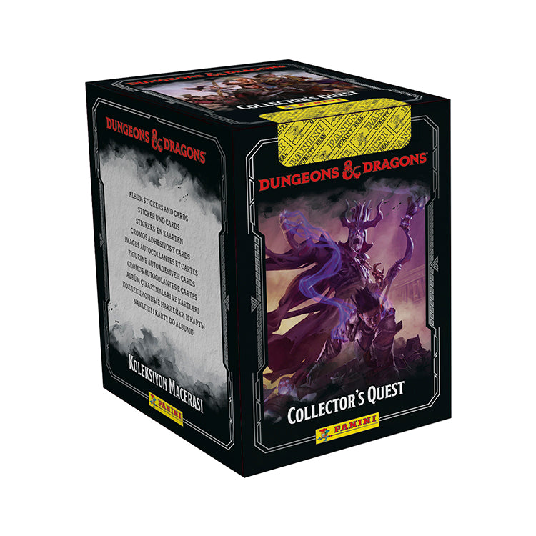 Dungeons & Dragons Collector's Quest sticker collection box featuring artwork and game details.