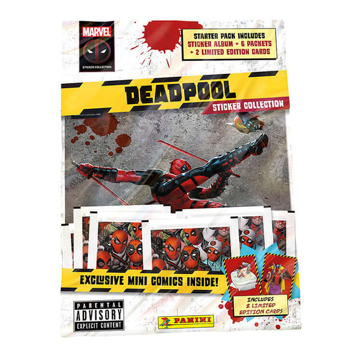 "Marvel Deadpool sticker collection with exclusive mini comics and limited edition cards"