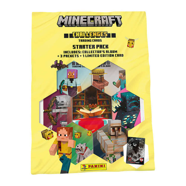 Minecraft Challenges Trading Card Starter Pack by Panini with collector's album and exclusive cards.