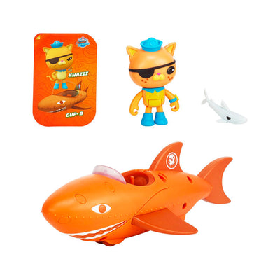 Octonauts Series 1 Kwazii Gup B figure with orange vehicle and card set for imaginative play.