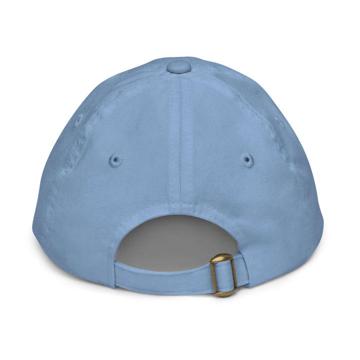 Back view of AFK youth baseball cap in light blue, showcasing breathable fabric and adjustable strap.