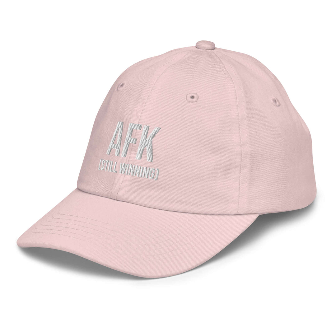 AFK youth baseball cap in pink with embroidered lettering for fun outdoor activities.