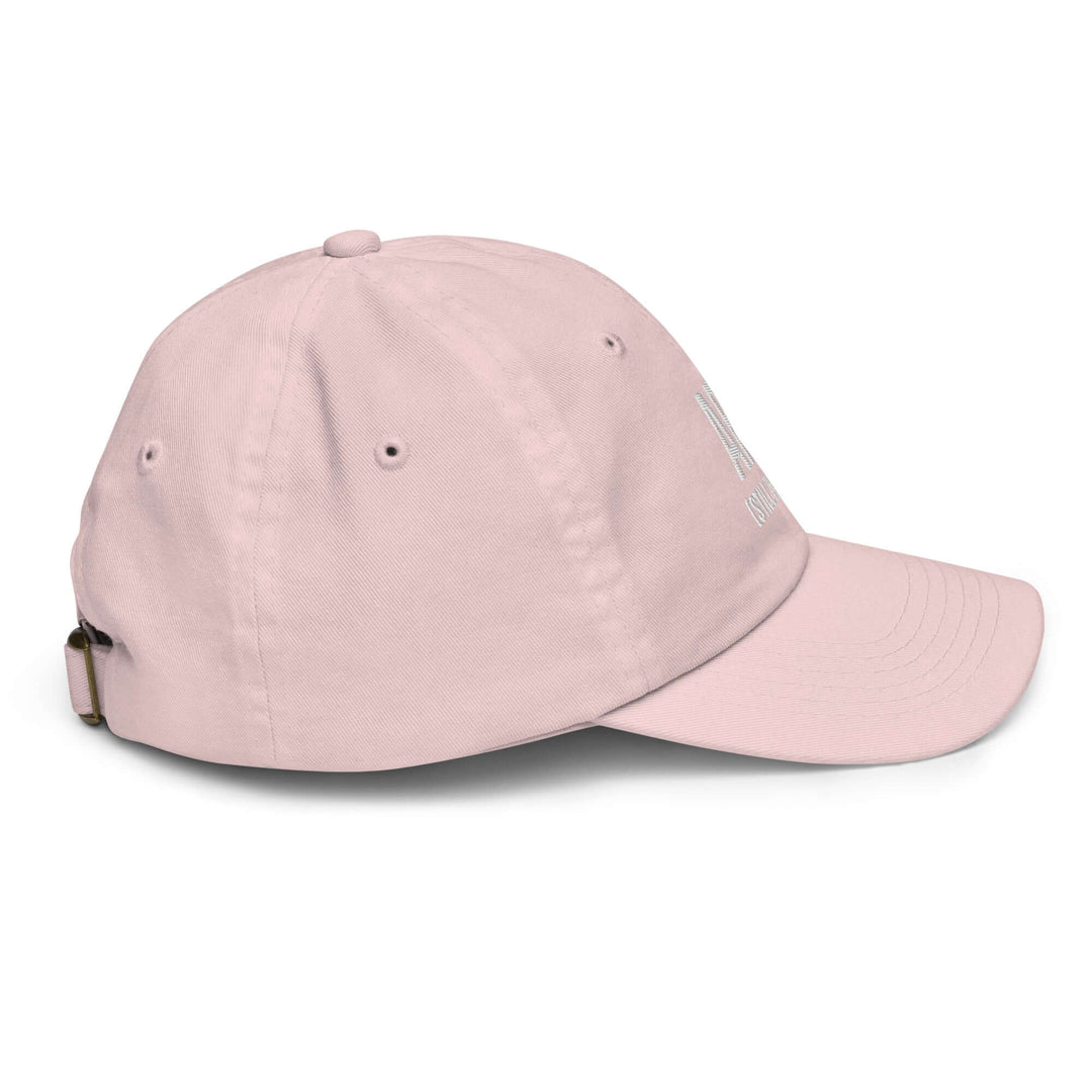 AFK Youth baseball cap in light pink color, featuring adjustable strap and breathable design for comfort.