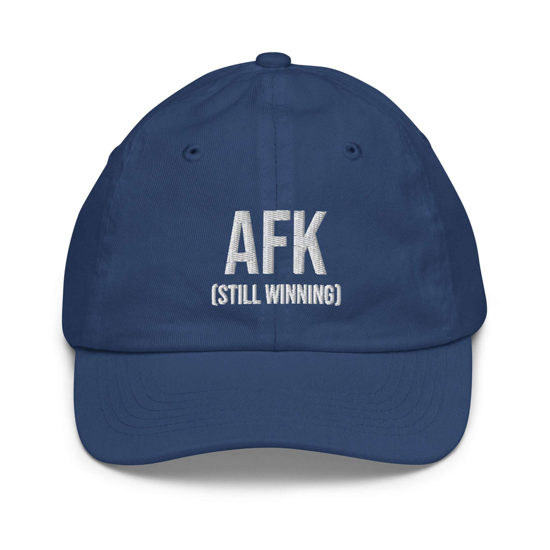 AFK Youth baseball cap in navy blue with embroidered text, perfect for outdoor activities and sun protection.
