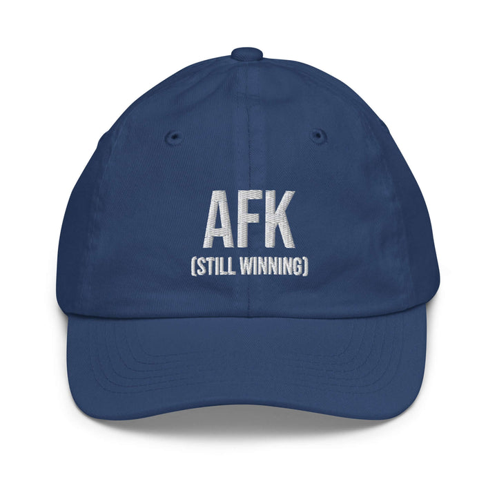 AFK Youth baseball cap in navy blue with embroidered text, perfect for outdoor activities and sun protection.