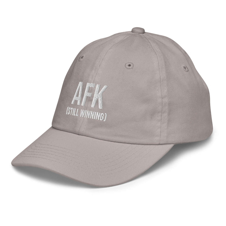AFK youth baseball cap in light gray with embroidered logo for outdoor sports and casual wear.