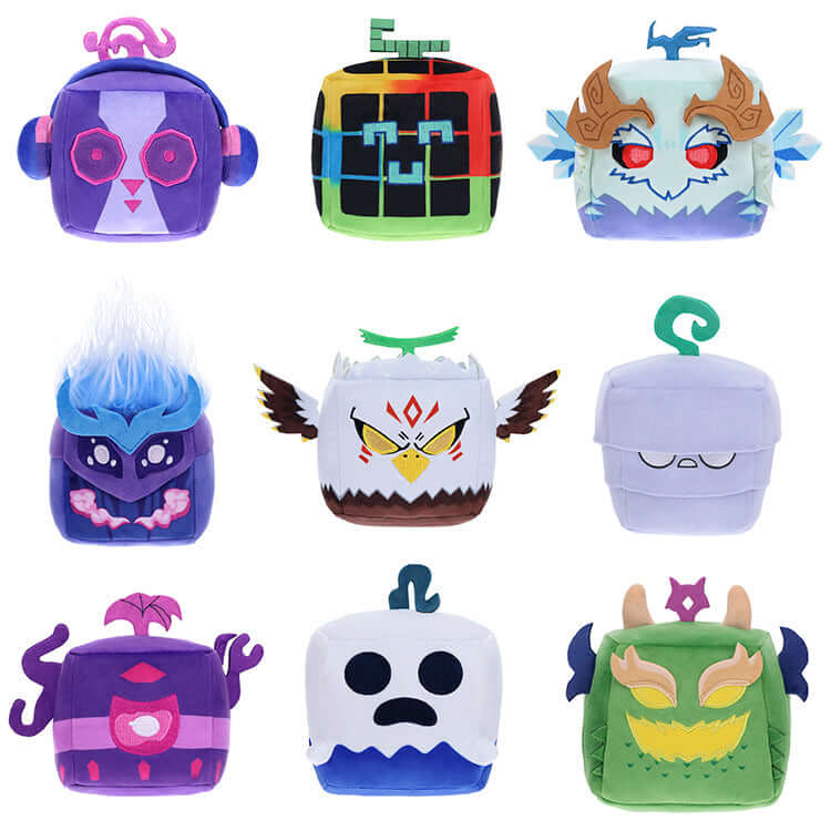 Blox Fruits Series 3 4-inch collectible plush characters in vibrant designs, perfect for fans and collectors.