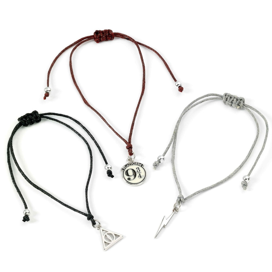 Harry Potter Platform 9 3/4,Lightning Bolt &amp; Deathly Hallows Friendship Bracelet Set