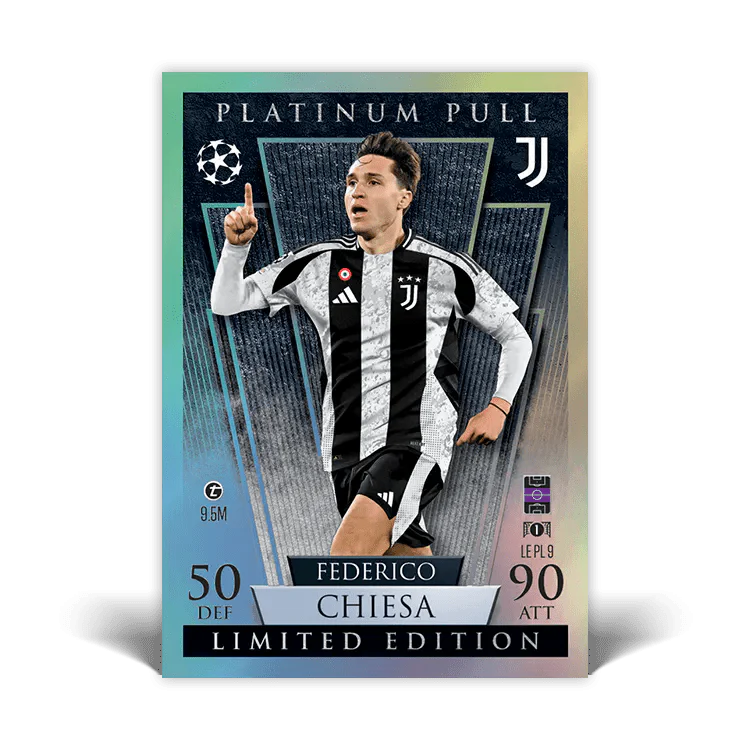 Federico Chiesa Limited Edition Match Attax card showcasing his impressive stats and sleek design.