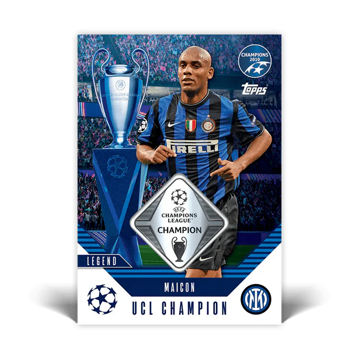 Maicon Champions League UCL Champion card featuring trophy and Inter Milan logo.