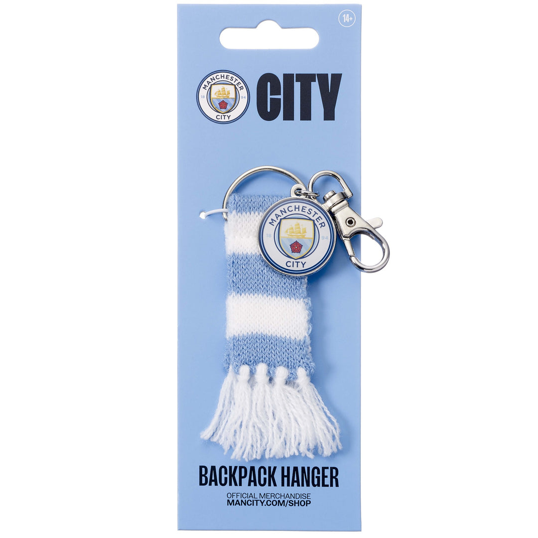 Manchester City Football Club Blue Scarf with Logo Charm Backpack Hanger