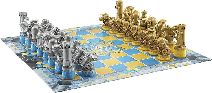 Minions Medieval Mayhem Chess Set Despicable Me featuring colorful knight pieces on a vibrant chessboard.