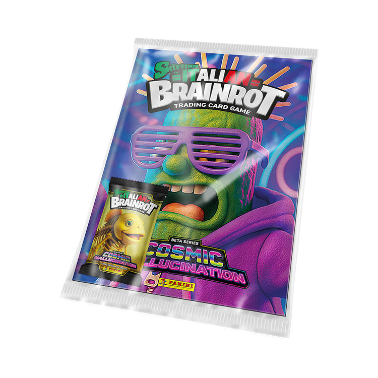 Italian Brainrot Cosmic Hallucination Trading Card Collection pack featuring vibrant artwork and collectible cards.