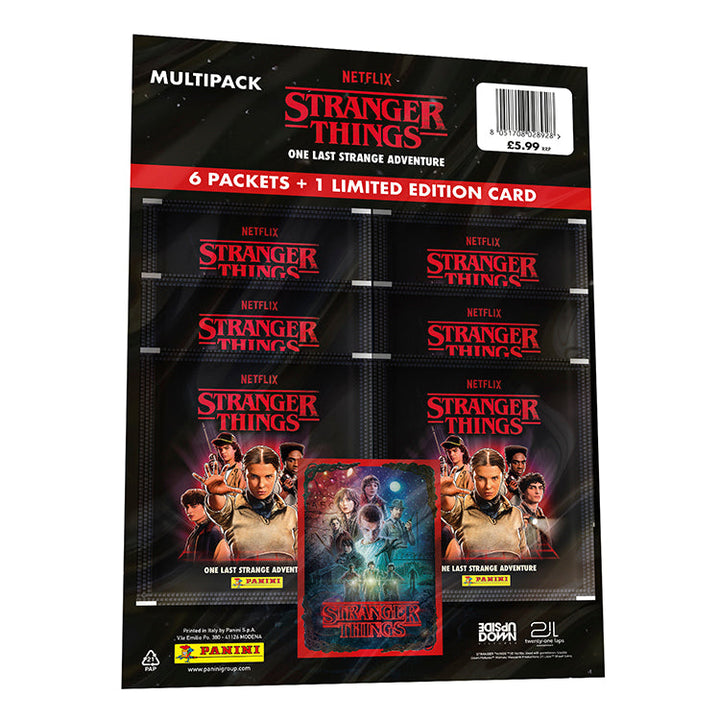 Stranger Things One Last Strange Adventure Sticker Collection multipack with 6 packets and 1 limited edition card.