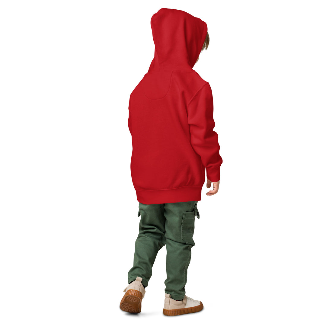 XP Grinder Toddler fleece pullover hoodie in red worn by toddler from the back, perfect for playtime and cozy days.