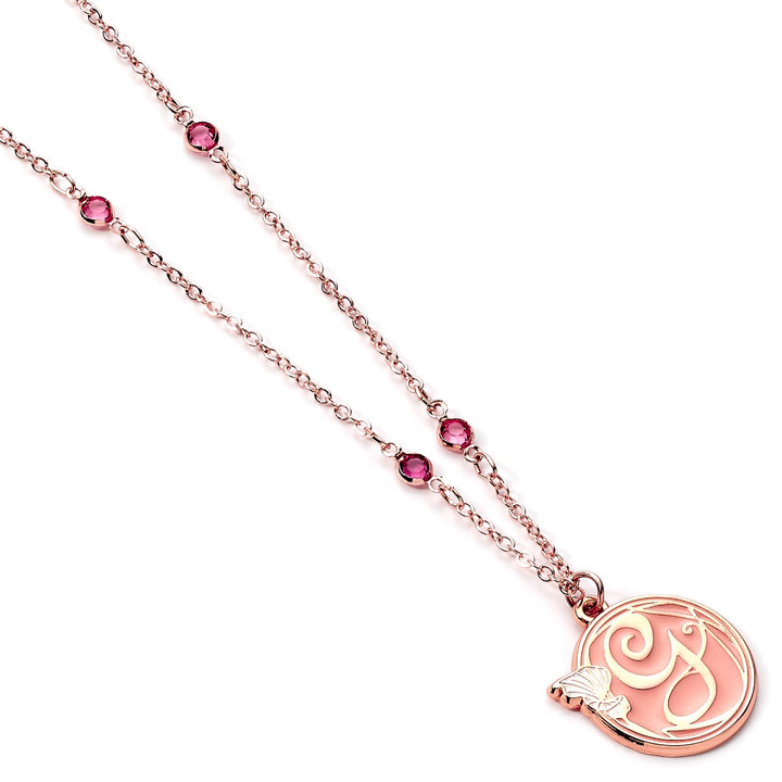 Wicked Glinda rose gold necklace featuring shimmering crystals and an iconic &