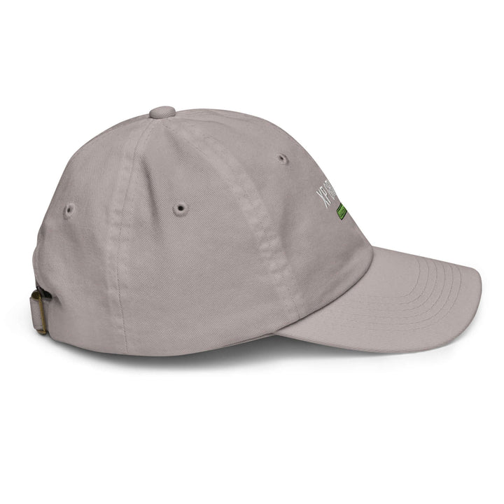 XP Grinder Youth baseball cap side view with adjustable strap and eyelets for breathability.