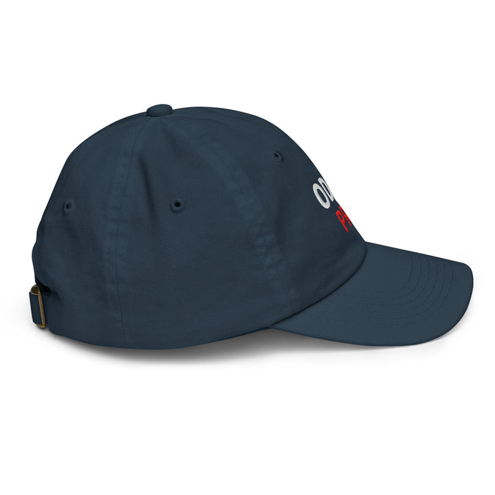Oddy Pro Youth baseball cap in navy blue, unstructured 6-panel design for kids' sun protection and style.