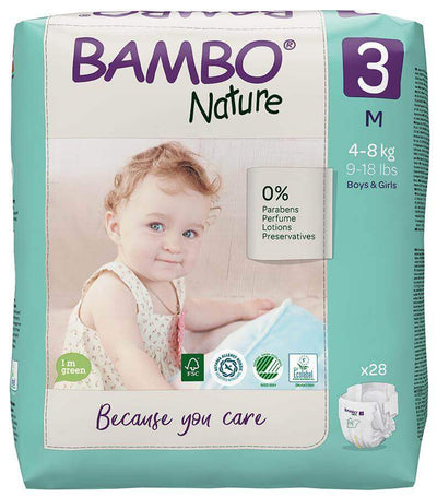 Bambo Nature Size 3 Nappies - 28 pack disposable nappies size 3 Earthlets