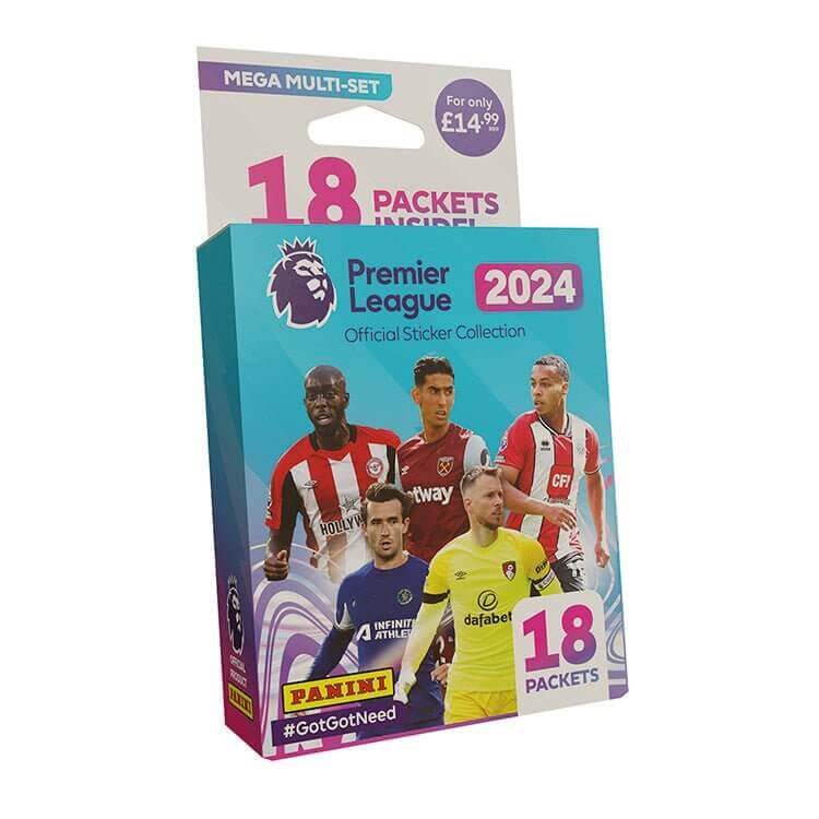 PaniniPremier League 2023/24 Sticker CollectionProduct: Mega Multiset (18 Packs)Sticker CollectionEarthlets