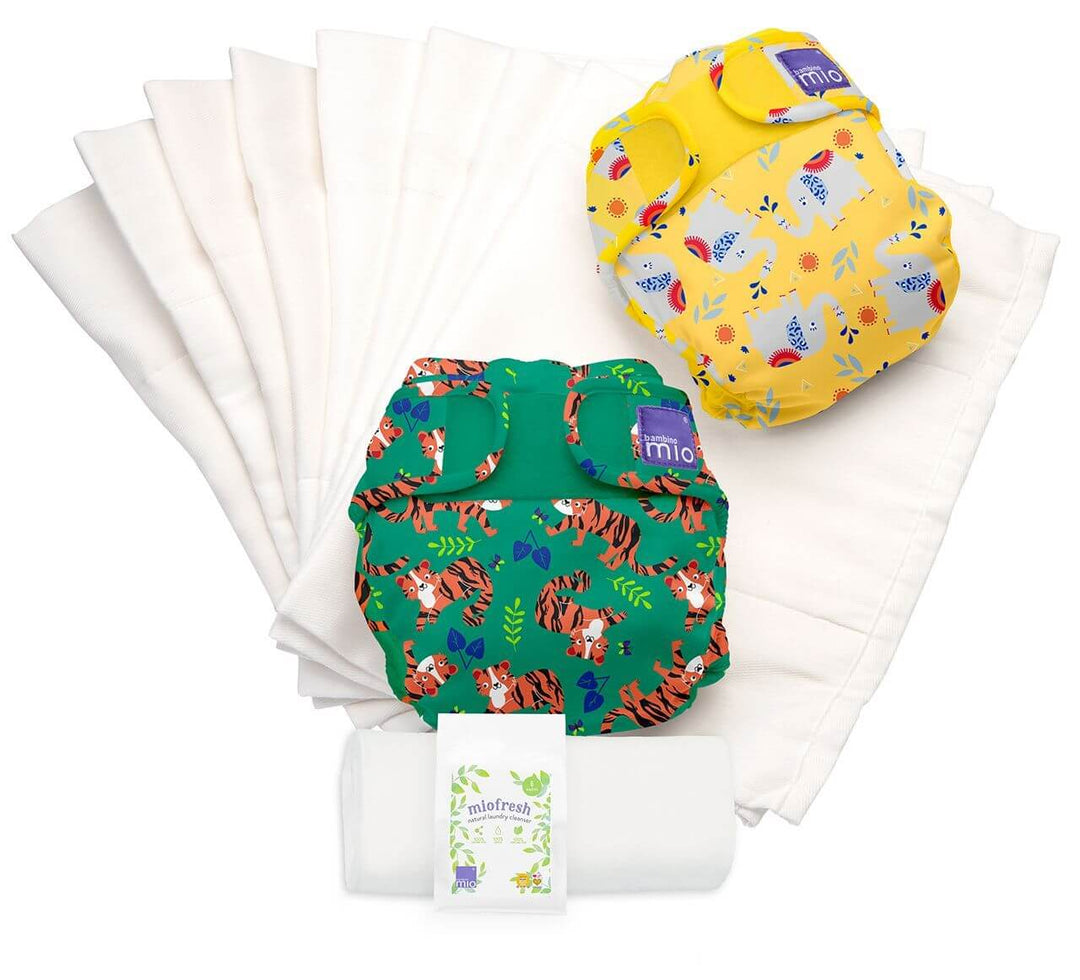 Bambino Mio Mioduo Reusable Nappy Set Safari Celebration Colour: Safari Celebration C Size: Size 1 reusable nappies Earthlets